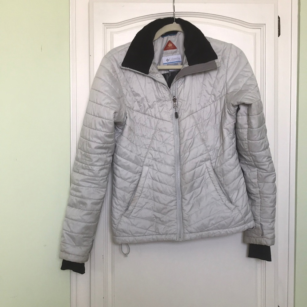 Columbia White Down Jacket with Omni-Heat